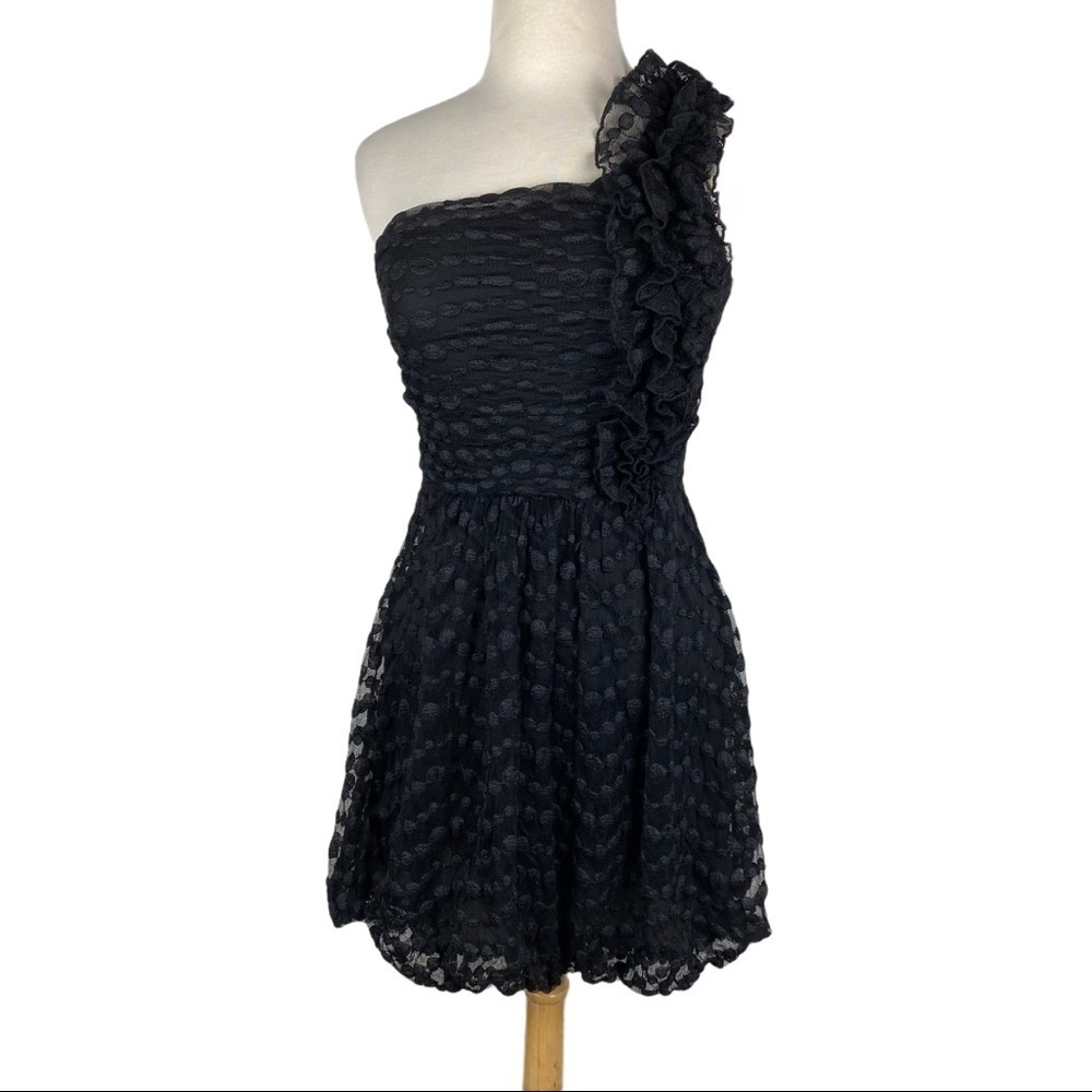 Lola One Shoulder Black Mini Dress